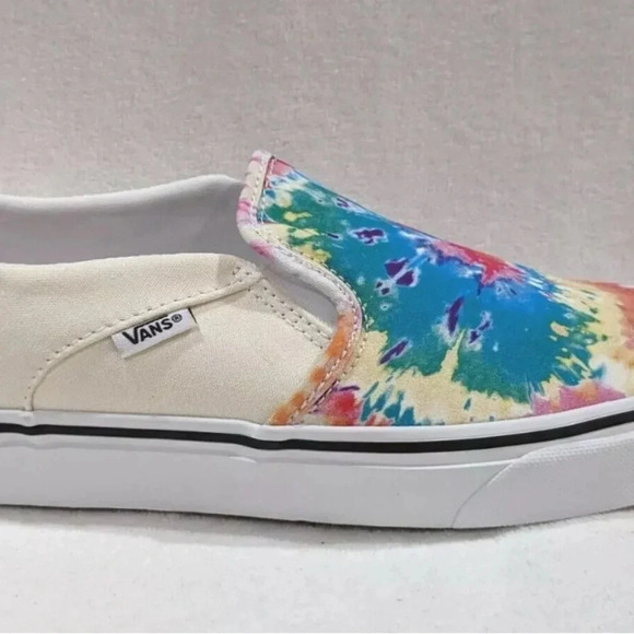Vans Asher Rainbow Tie Dye Canvas Slip On Skate Shoes NWB - Picture 8 of 9